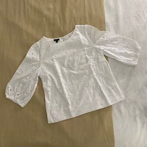 Talbots White Puff Sleeve Blouse
